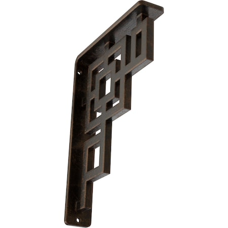 Ekena Millwork Eris Wrought Iron Bracket, (Single center brace), Antiqued Bronze 1 1/2"W x 5 1/2"D x 8"H BKTM01X05X08SERABZ